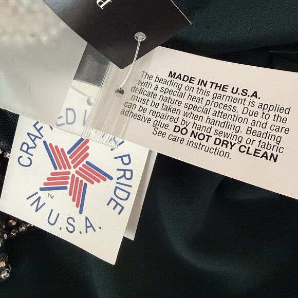 Betsy & Adam Plus "Emily" Short Scuba Crepe Beaded Flutter Sleeve Dress 18W Pine - Picture 12 of 14